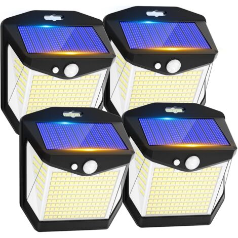 Lampe solaire extérieure à détecteur de mouvement - 248 LED, étanche IP65, éclairage mural sans fil sécurisé à 270°, lot de 4 [Classe énergétique E] (1/5)