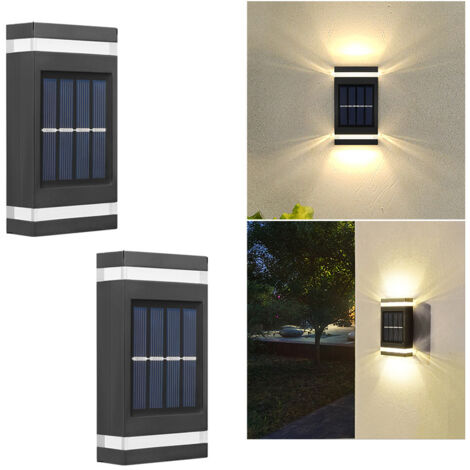 appliques solaires murales - Éclairage extérieur étanche pour cour, terrasse, jardin, clôture ou villa - Lumière chaude (1/5)