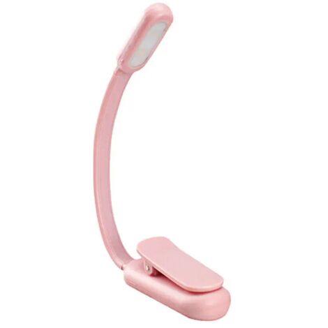 Mini lampe de lecture, lampe de table portable à pince, idéale pour lire au lit, 3 modes - rose (1/5)