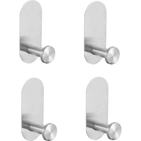 Crochets adhésifs en acier inoxydable, fixation murale robuste sans perçage, lot de 4 (1/4)