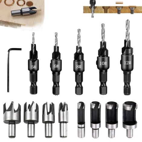 Ce kit comprend 13 forets hélicoïdaux et une clé en L, adaptés aux travaux de menuiserie et aux projets de bricolage. (1/5)