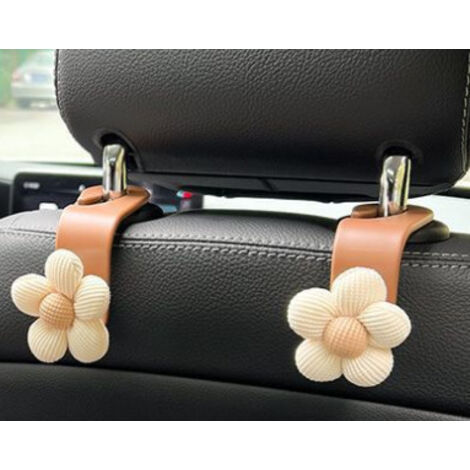 Crochets pour appuie-tête de voiture (lot de 2), jolis crochets de rangement fleuris pour portefeuilles et sacs, décoration portable pour portefeuille de voiture, universels pour SUV, berlines et cami (1/4)