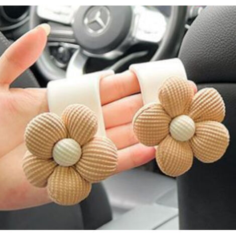 Crochets pour appuie-tête de voiture (lot de 2), jolis crochets de rangement fleuris pour portefeuilles et sacs, décoration portable pour portefeuille de voiture, universels pour SUV, berlines et cami (1/4)
