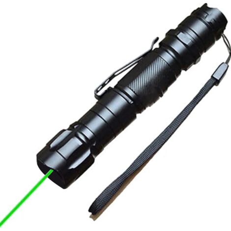 Lampe torche verte avec indicateur, faisceau longue portée, capuchon en forme d'étoile. (1/4)