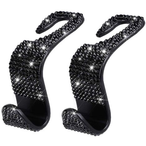 Lot de 2 crochets de voiture, nouveaux crochets en cristal strass étincelant, support de rangement automatique pour dossier de siège, robuste et durable, support de rangement pour siège arrière, unive (1/4)