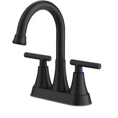 Robinet de salle de bain pour lavabos, 3 trous, 4 pouces, avec tuyau de vidange escamotable, poignée montée au centre. (1/5)
