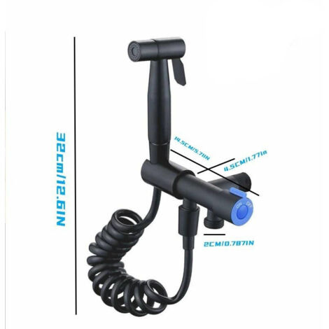 Douchette de bidet en acier inoxydable G1/2 noire, pistolet de douchette portable pour WC, kit de douchette de bidet pour salle de bain, pistolet de douchette pour WC (1/4)