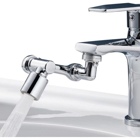 Rallonge de robinet rotative à 1080°, rallonge d'aérateur de robinet d'évier en laiton, rallonge de robinet de salle de bain à bras robotisé rotatif, filtre d'extension rotatif pour cuisine avec 2 mod (1/2)