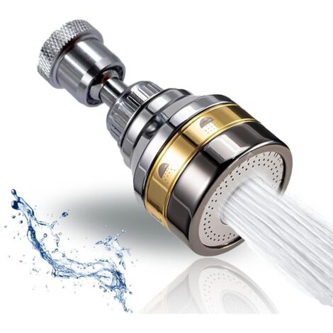 Rallonge de robinet rotative à 3 modes, rotation grand angle à 360°, accessoire de robinet d'évier de cuisine avec finition chromée, convient aux cuisines, jardins et salles de bains. (1/5)