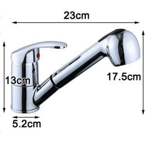 Robinet de cuisine avec eau chaude et froide, robinet extractible, multifonctionnel avec tuyau d'eau (1/4)