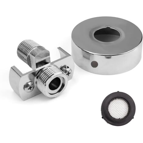 Adaptateur de robinet de douche, argenté, avec cache décoratif, robinet à raccord décentré, cuisine, douche. (1/5)