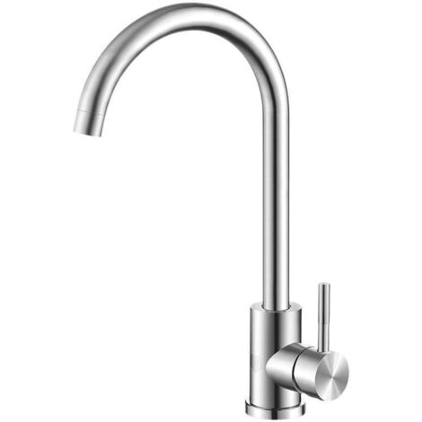 Robinet de cuisine en acier inoxydable, robinet d'eau chaude et froide rotatif pour lave-vaisselle et éviers à légumes. (1/4)