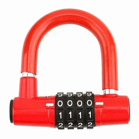 Antivol de vélo pratique à combinaison à 4 chiffres, anneau antivol en forme de U pour moto, antivol à combinaison pour les activités de plein air. (1/3)