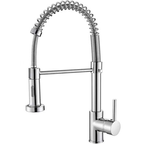Robinets de cuisine avec bec rétractable, robinets monocommande à col de cygne, robinets de cuisine monofonction en acier inoxydable (1/3)
