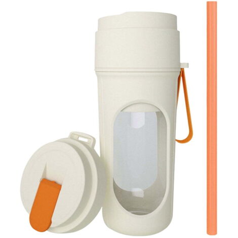 Mini blender portable rechargeable avec double couvercle, extracteur de jus de voyage, 4000 mAh, idéal pour la famille et les voyages (Orange) (1/5)