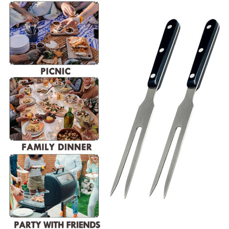 Fourchette à viande sculptée en 2 parties, fourchette de 25 cm de long en acier inoxydable, idéale pour le barbecue et les grillades (1/5)