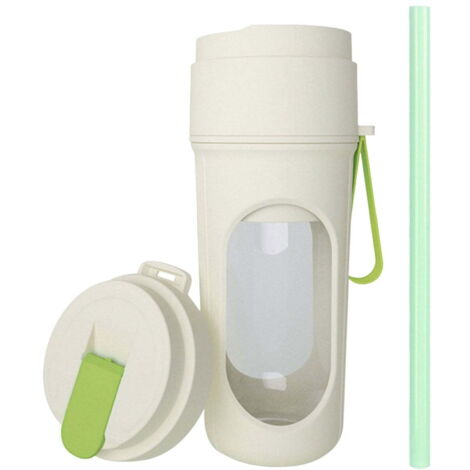 Mini blender portable rechargeable avec double couvercle, extracteur de jus de voyage, 4000 mAh, idéal pour la famille et les voyages (vert) (1/5)