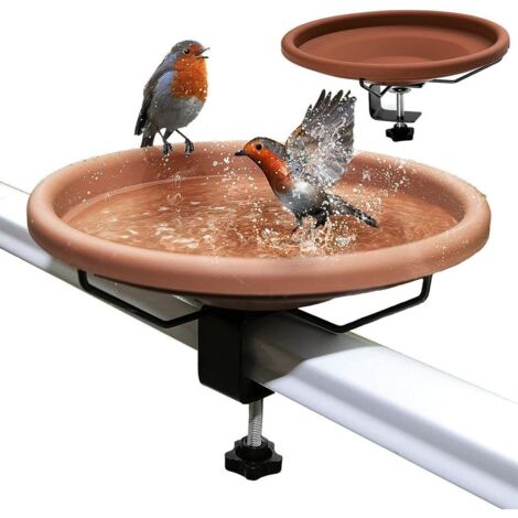 Baignoire pour oiseaux pour balcons, avec support en acier inoxydable, résistante aux intempéries et au gel, 30 cm de diamètre, convient aux jardins, terrasses et balustrades de balcon.