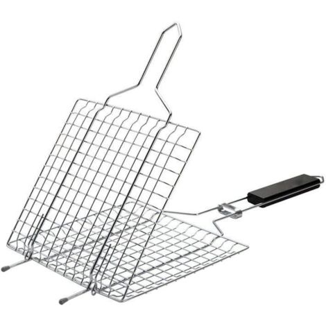 Panier barbecue portable en métal pour griller crevettes, poissons et légumes. (1/4)