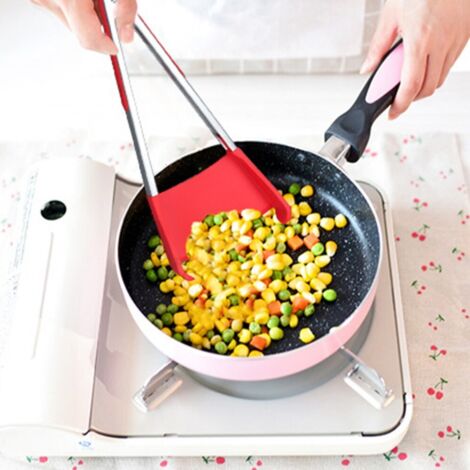 Spatule, pince et cadre de cuisson en silicone et acier inoxydable résistant à la chaleur pour barbecue - Rouge (1/5)