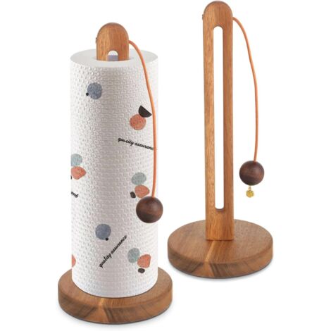 Porte-mouchoirs en bois d'acacia - design à crochet, antidérapant - idéal pour les distributeurs de mouchoirs - compatible avec les rouleaux standard et larges (1/5)