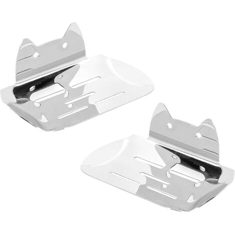 Lot de 2 porte-savons de salle de bain, porte-savons en forme de chat, avec trou d'évacuation, adaptés à une utilisation sous la douche, porte-savons muraux en acier inoxydable (argent réfléchissant) (1/5)