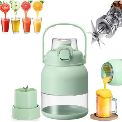 Presse-agrumes électrique 800 ml, mini-blender portable, gobelet presse-agrumes de voyage personnel à pression à froid, gobelet presse-agrumes sans fil multifonctionnel de grande capacité. (1/4)