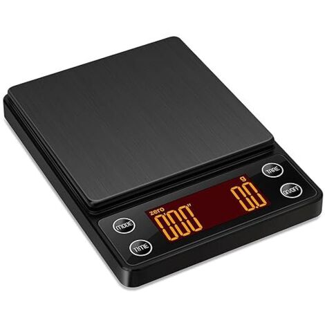 Balance expresso 3 kg/0,1 g de précision, portable, rechargeable, tare automatique et débit d'eau intelligent, idéale pour les amateurs de café et les baristas (noire) (1/4)