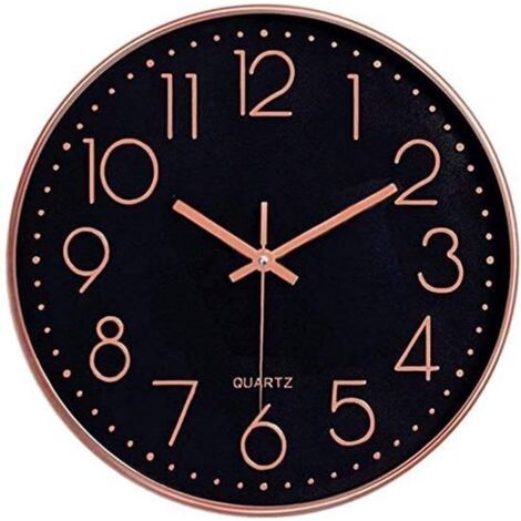 Horloge murale silencieuse de 30 cm - Horloge de luxe finition noire et dorée - Mouvement à quartz à piles pour un fonctionnement silencieux - Décoration murale élégante pour bureau ou salon (1/5)