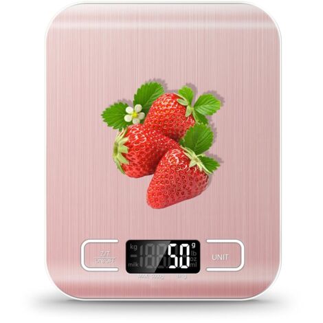 Balance de cuisine, balance de 11 lb avec 6 unités de tare et écran LCD, balance alimentaire numérique en acier inoxydable de 0,05 oz/1 gramme en grammes et onces, pour la pâtisserie, la cuisine, les (1/5)
