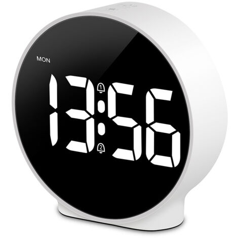 Réveil numérique compact à piles avec double alarme, affichage hebdomadaire, idéal pour les voyages en chambre. (1/5)