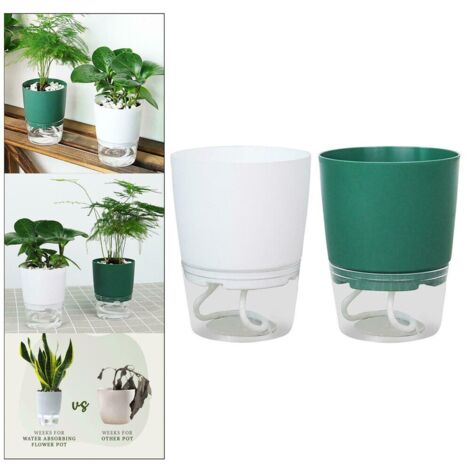 Lot de 2 pots de fleurs uniques à arrosage automatique, petits pots pour violettes africaines avec réserve d'eau (1/5)