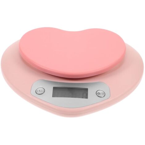 Balance de cuisine électronique pastel à motif en forme de cœur, précision 1 gramme/5 kilogrammes, pour usage domestique. (1/5)