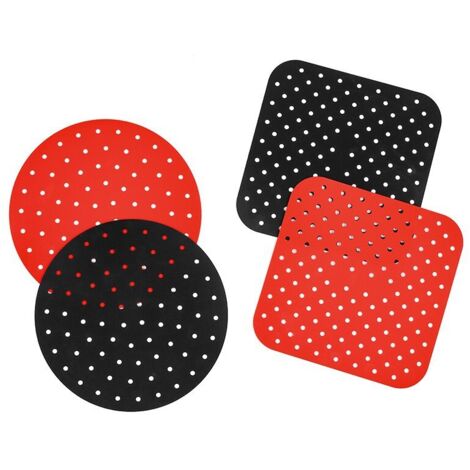 Tapis de cuisson réutilisables en silicone pour friteuse à air, lot de 4, ronds/carrés de 19 cm environ, antiadhésifs, sans BPA. Accessoires réutilisables pour friteuse à air. (1/4)