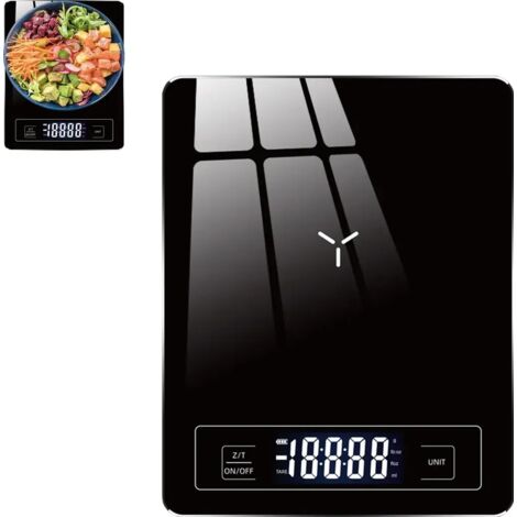 Balance de cuisine électronique, rechargeable par USB, précision 1 g–5000 g, écran tactile LCD, Geschikt voor kitchen, food, and baking electronic scale, gram-level accuracy, black, portable, modern d (1/5)