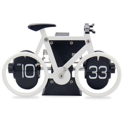 Horloge à affichage numérique vintage en forme de vélo, fonctionne avec des piles AAA (non incluses), mode 12 heures, idéale pour la décoration de table, blanche. (1/2)