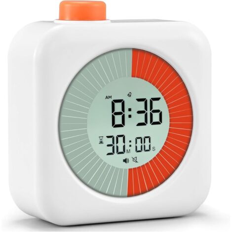 Minuteur visuel de 60 minutes adapté aux enfants avec compte à rebours, minuterie, horloge et alarme (alarme forte/silencieuse), convient aux enfants et aux adultes, idéal pour les cuisines, les école (1/5)