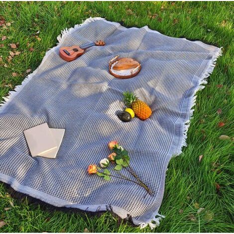 Couverture de pique-nique - Couverture d'intérieur/extérieur - Sac de rangement pliable et portable - Grand tapis blanc cassé, idéal pour la plage, les voyages, le camping, la randonnée, la pelouse, l