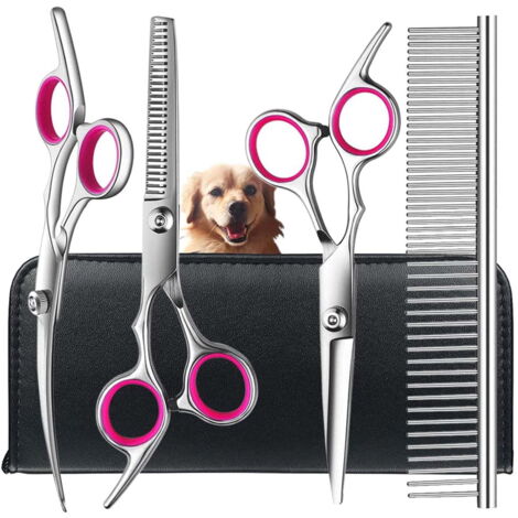 Ensemble de ciseaux de toilettage pour animaux, ensemble de ciseaux de toilettage professionnels en acier inoxydable (1/5)