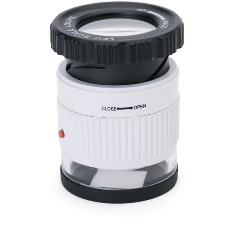 Loupe LED blanche, loupe de bijouterie portative 10x, loupe à broder avec lumière violette, lentille de mise au point en tissu, échelle cylindrique pour mesurer les textiles et identifier les timbres (1/5)