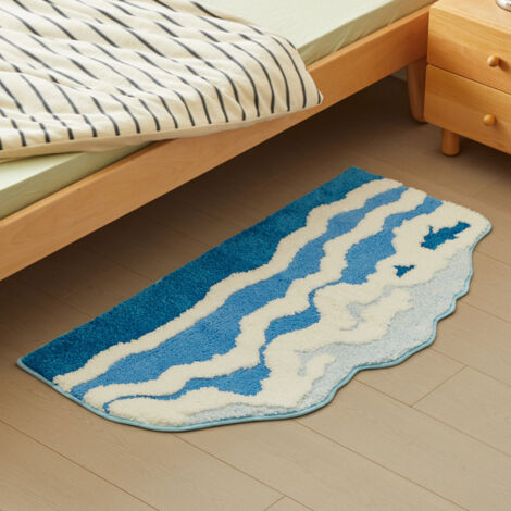 Tapis de chevet floqué, moquette, tapis de chevet pour chambre, revêtement de sol épais et moelleux, décoration intérieure (1/4)
