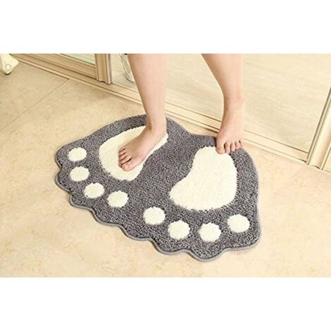 Tapis de bain en microfibre pour salles de bains et chambres d'enfants, 40 x 60 cm, gris. (1/3)