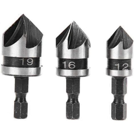 Ensemble de 5 forets à fraiser de 8 mm avec limiteur, tête en alliage, foret conique, foret étagé pour le travail du bois, foret pour le vissage et le perçage du bois (1/5)