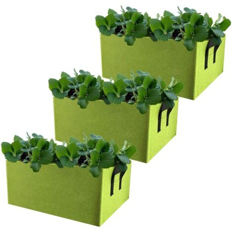 Lot de 3 grands sacs à plantes réutilisables, rectangulaires en tissu respirant, parfaits pour les jardins et les espaces verts. (1/4)
