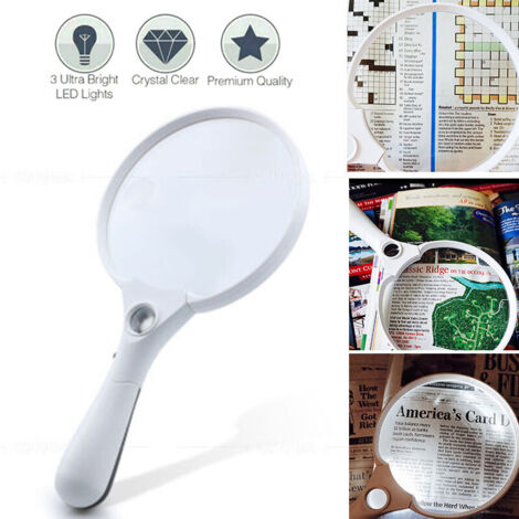 Loupe extra large et puissante 25x, zoom LED lumineux, portable et légère (1/5)