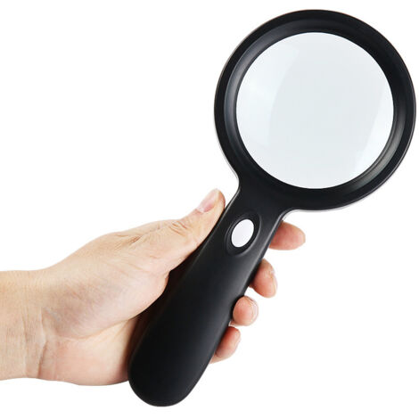 Loupe de poche avec 12 LED pour la lecture par les personnes âgées, la lecture haute définition de livres et de journaux, et pour les travaux de réparation par les étudiants. 90 mm. (1/5)