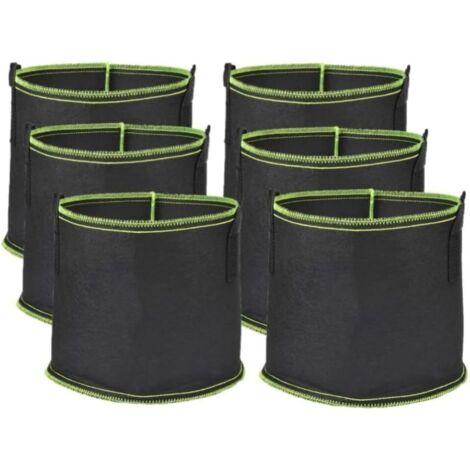 Lot de 6 sacs de plantation de 4,67 gallons, non tissés, respirants, robustes, à aération racinaire renforcée, avec poignées, verts.