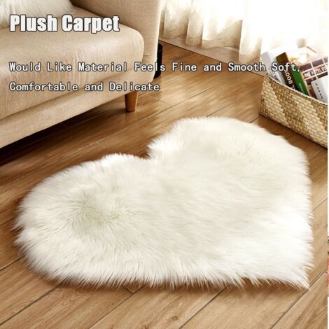 Tapis moelleux en peluche, sous-tapis en fausse laine à poils longs, tapis en fausse fourrure douce et moelleuse - blanc (1/5)