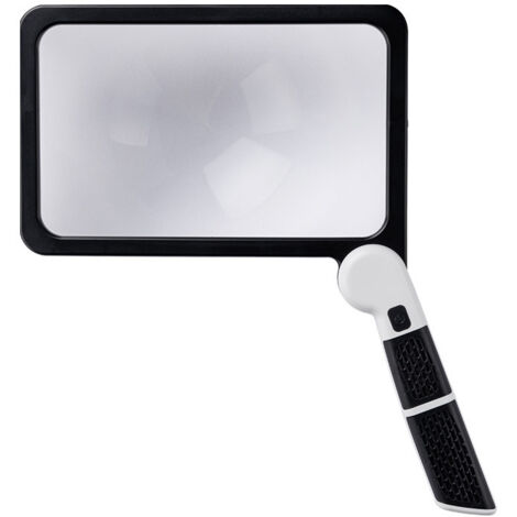 Loupe de lecture 5x pleine page, loupe rectangulaire de poche, grand format pliable avec éclairage, 48 LED (3 modes), idéale pour les seniors lisant des livres et des documents imprimés - Noir