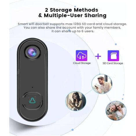 Sonnette vidéo filaire WiFi avec caméra 1080p, interphone de sécurité et vision nocturne infrarouge